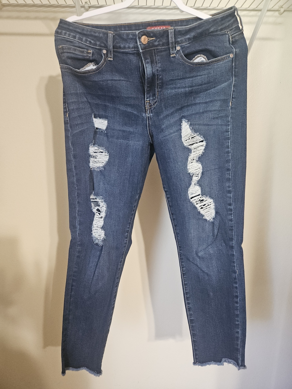 Guess Blue Distressed Skinny Jeans